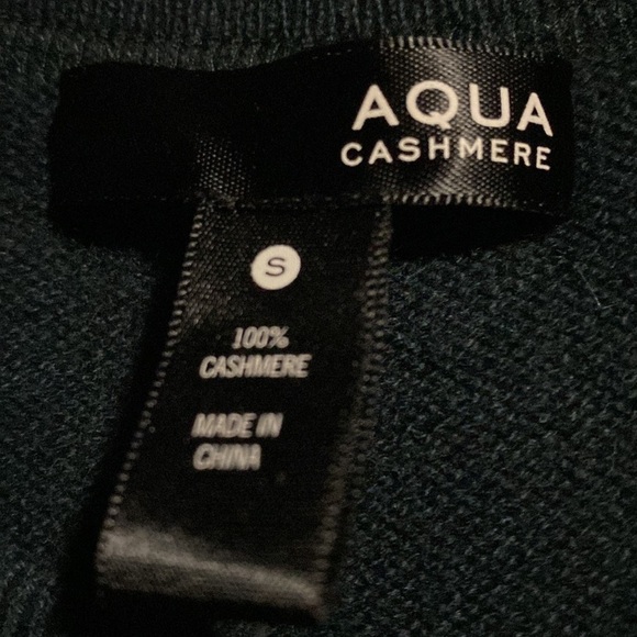 Aqua Cashmere Cold Shoulder S NWT Cashmere Sweater Pine Color - Picture 2 of 4